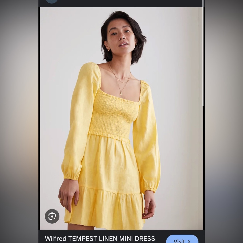 Linen Butter Yellow Aritzia Tempest Dress